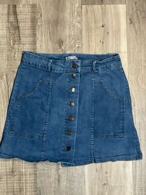 Y2K Made in Italy Denim Button Front Mini Skirt - Size 12